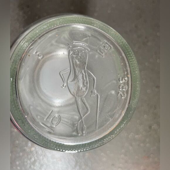 Vintage 1982 Planters Peanuts Wheat Pattern Mr. Peanut Glass Jar/Caniste… - Picture 3 of 6